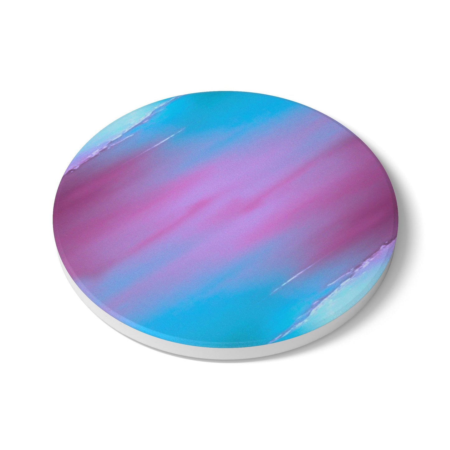 Wine Sea Blue Fog 4" x 4" Round Ceramic Coaster