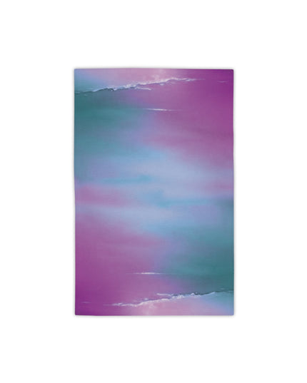 Dark Blue Green Sea Purple Fog Beach Towel, 18" x 27"