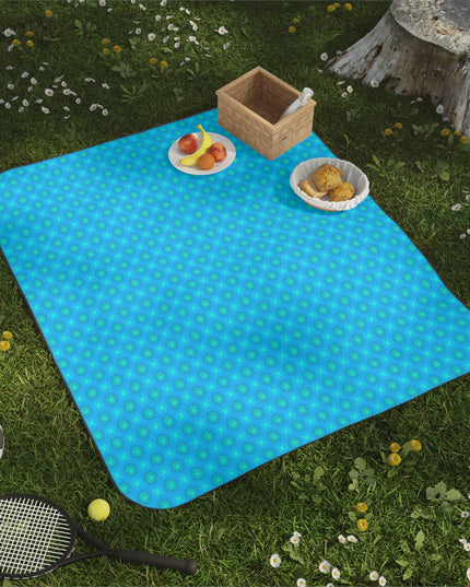 Light Blue Star-crossed Bodies Picnic Blanket, 61" × 51"