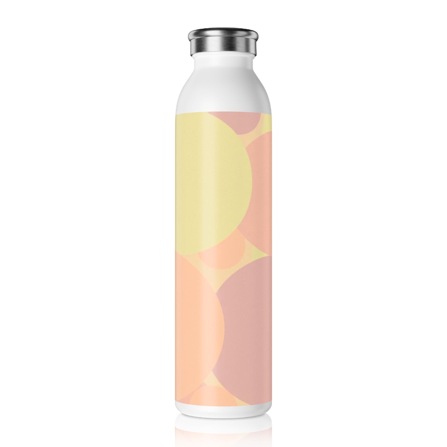 Pastel Hot Peach Patches Slim Water Bottle, 20 oz White