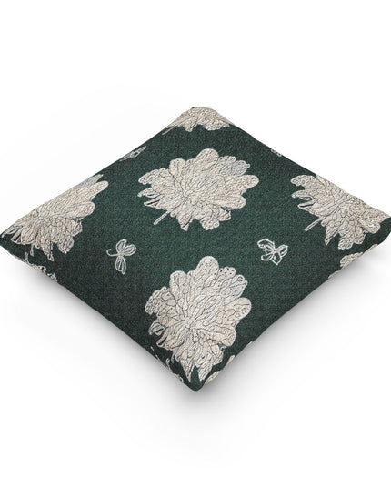 Soft White Floral Butterflies Woven Pillow, 17" x 18"