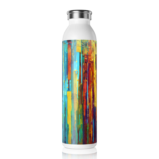 Striped Alpha Slim Water Bottle, 20 oz White