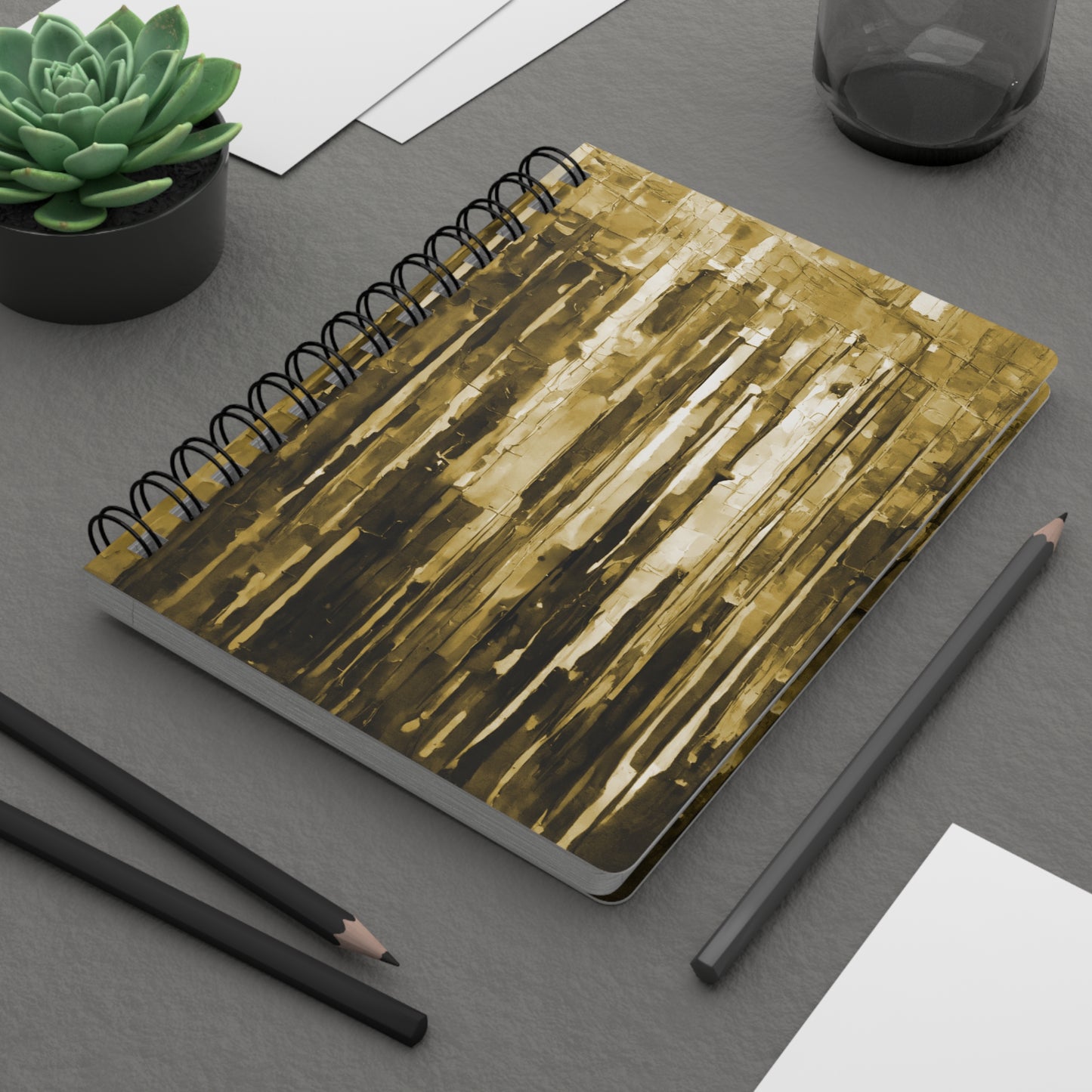 Striped Light Brown Spiral Bound Journal, 5" x 7" 150 pages