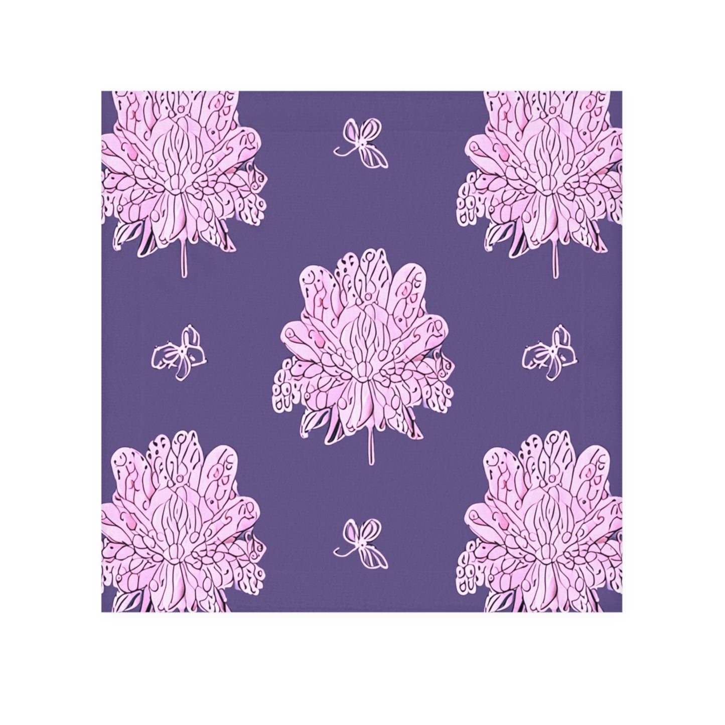 Magenta Floral Butterflies Face Towel, 13" x 13"