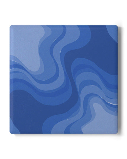Deep Blue Wavey 4" x 4" Square Ceramic Coaster