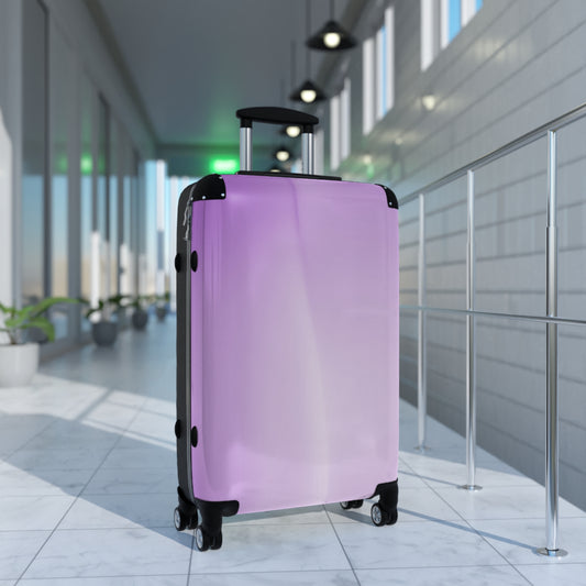 Soft Lavender Fade Medium Suitcase with built in lock, 4 double-wheels, telescopic handle, and ABS back hard-shell