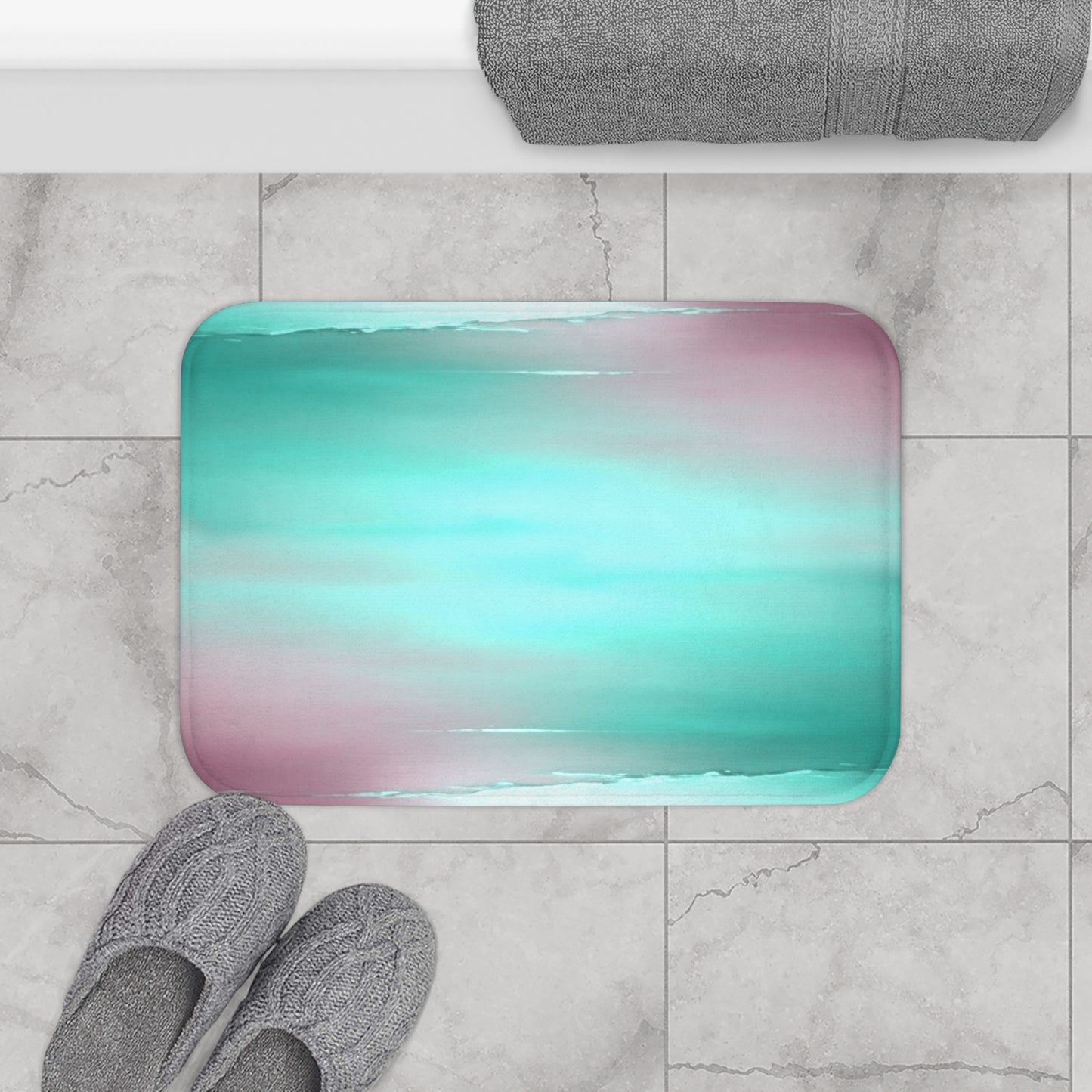 Green Sea Lavender Fog 24" x 17" Bath Mat