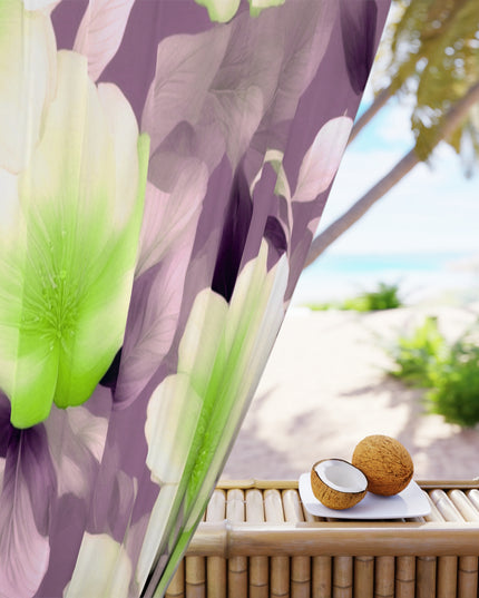 Lime Lavender Floral Bunch Window Curtain, 50" x  84", blackout