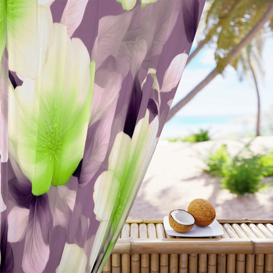 Lime Lavender Floral Bunch Window Curtain, 50" x  84", blackout