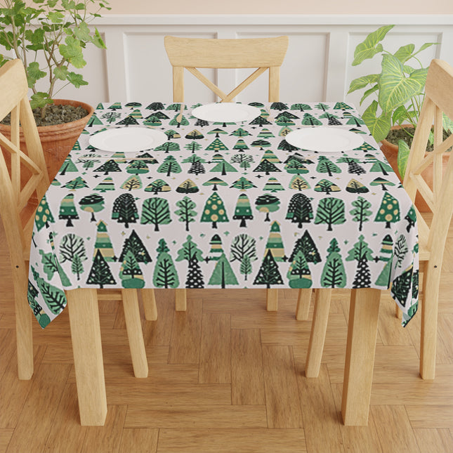 Mini Vintage Green Trees Tablecloth, 55" x 55"