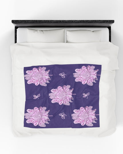 Magenta Floral Butterflies Velveteen Plush Blanket, 50" x 60"