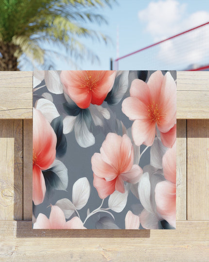 Red Blossom Floral Bunch Beach Towel, 18" x 27"