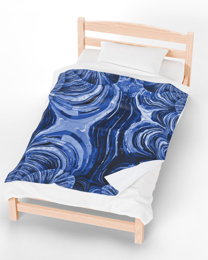 Uzi Spiral Deep Blue Velveteen Plush Blanket, 50" x 60"
