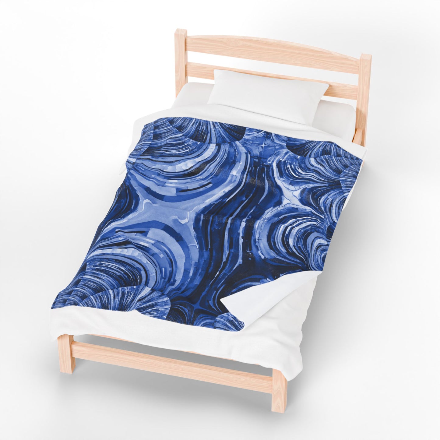 Uzi Spiral Deep Blue Velveteen Plush Blanket, 50" x 60"