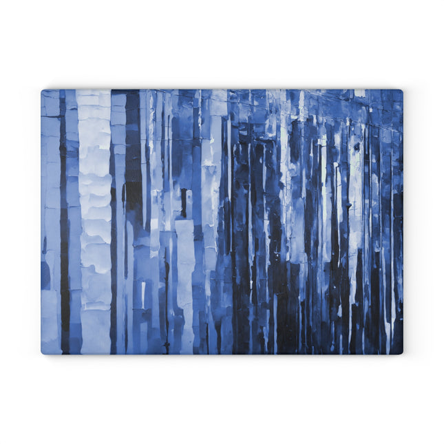 Striped Deep Blue 11" x 15" Glass Cutting Board