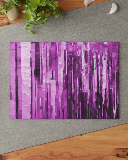 Striped Powder Lavender 8" x 11" Glass Cutting Board