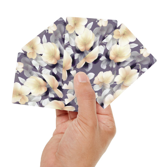 White Blush Floral Bunch Poker Cards
