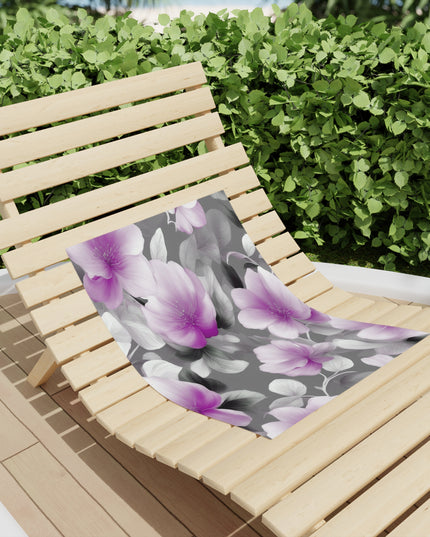 Purple Blossom Floral Bunch Beach Towel, 18" x 27"