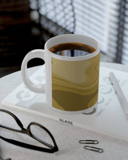 Brown Wavey 20 oz White Glossy Jumbo Mug