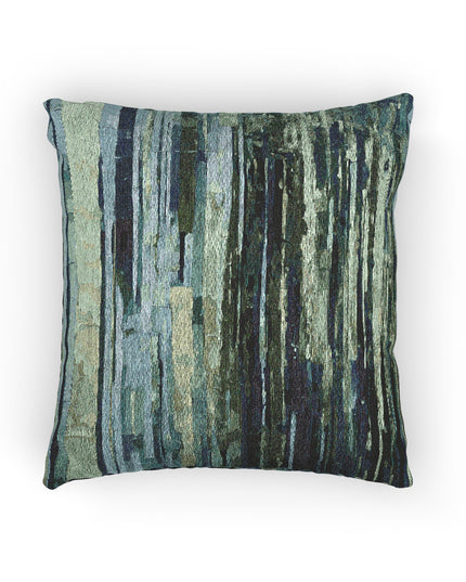 Striped Blue Green Woven Pillow, 17" x 18"