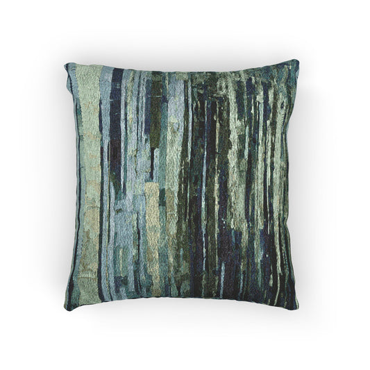 Striped Blue Green Woven Pillow, 17" x 18"