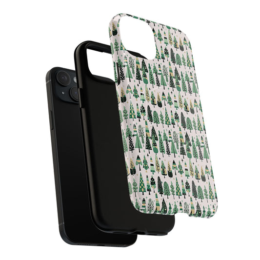 Mini Vintage Green Trees Iphone 15 Plus Tough Magnetic Cases