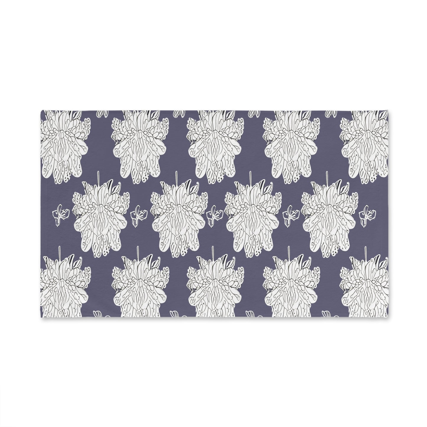 White Floral Butterflies Hand Towel, 16" x 28"