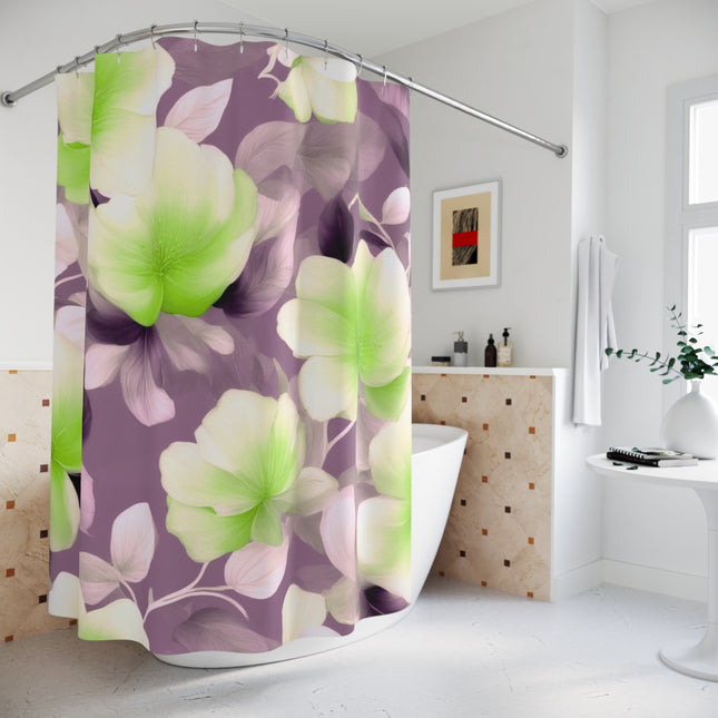 Lime Lavender Floral Bunch Shower Curtains, 71" x 74"