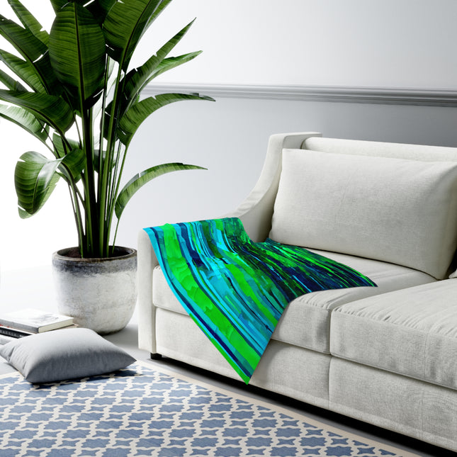 Striped Blue Green Baby Swaddle 30″×40″ Blanket