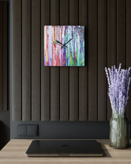 Striped Pastels Acrylic Wall Clock, Round or Square, 10.75" x 10.75"