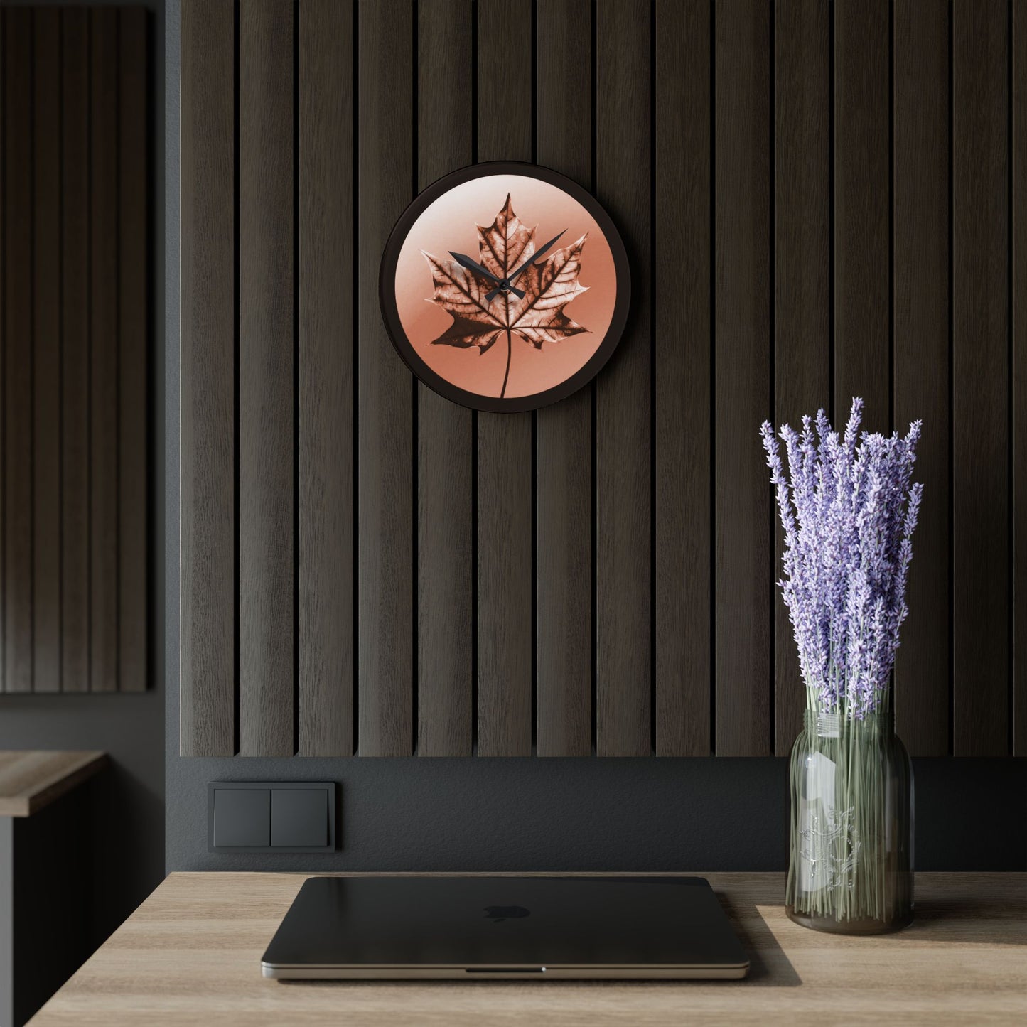 Soft Maple Leaf Acrylic Wall Clock, Round or Square, 10.75" x 10.75"
