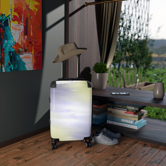 Lavender Sea Golden Fog Small Suitcase with built in lock, 4 double-wheels, telescopic handle, and ABS back hard-shell