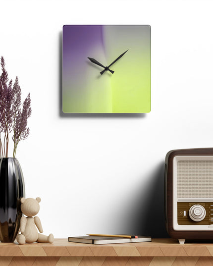 Purple Golden Fade Acrylic Wall Clock, Round or Square, 10.75" x 10.75"