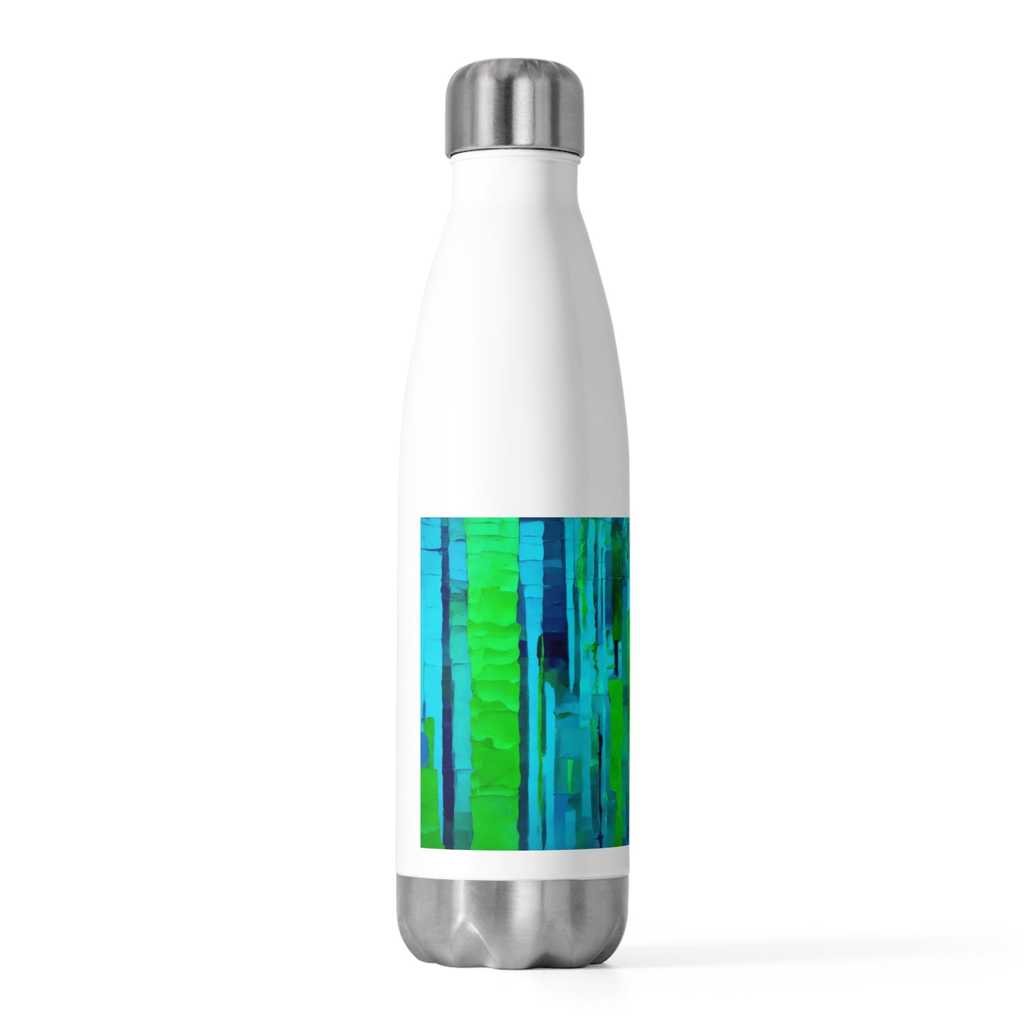 Striped Blue Green 20oz Insulated Water Bottle