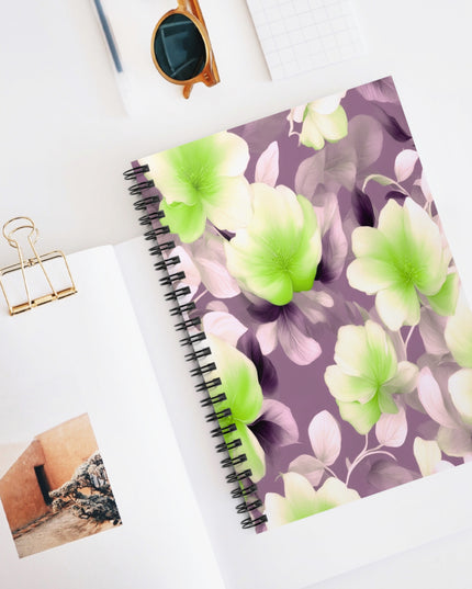 Lime Lavender Floral Bunch Spiral Notebook - Ruled Line, 6" x 8", 118 pages