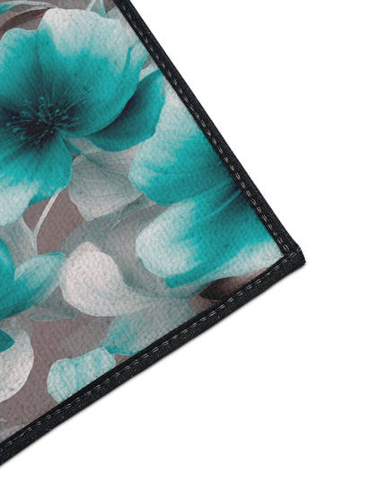 Tif Green Gray Floral Bunch Heavy Duty Floor Mat, 18" x 27"