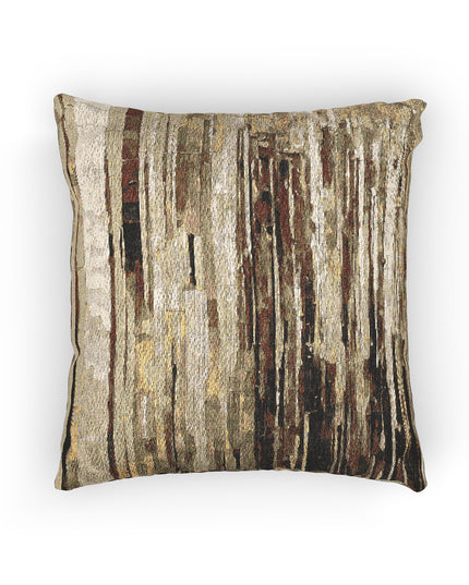 Striped Light Brown Woven Pillow, 17" x 18"