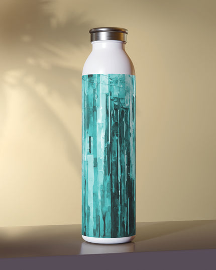 Striped Tif Slim Water Bottle, 20 oz White