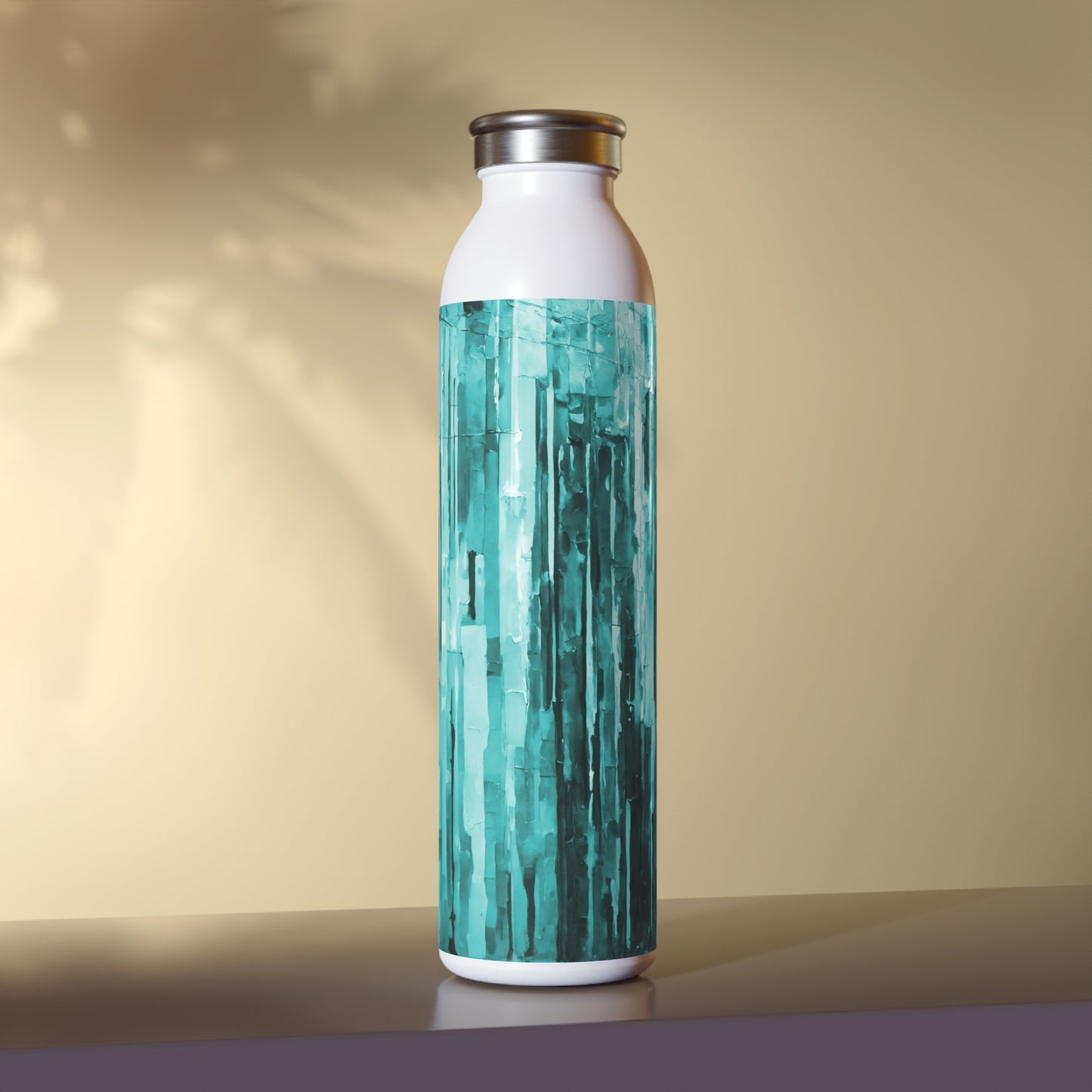 Striped Tif Slim Water Bottle, 20 oz White