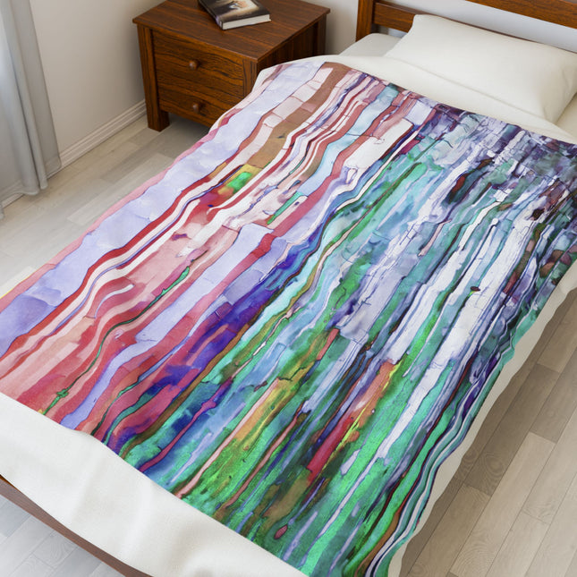 Striped Pastels Velveteen Plush Blanket, 50" x 60"