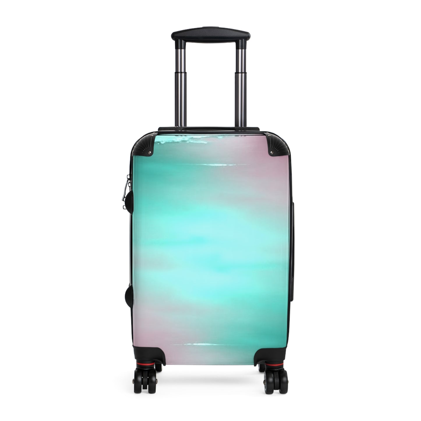 Green Sea Lavender Fog Small Suitcase with built in lock, 4 double-wheels, telescopic handle, and ABS back hard-shell