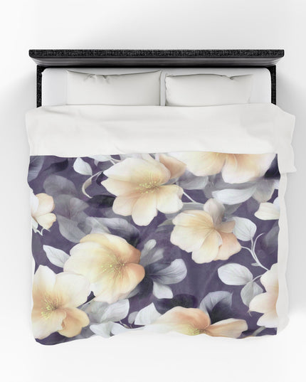 White Blush Floral Bunch Velveteen Plush Blanket, 60" x 80"
