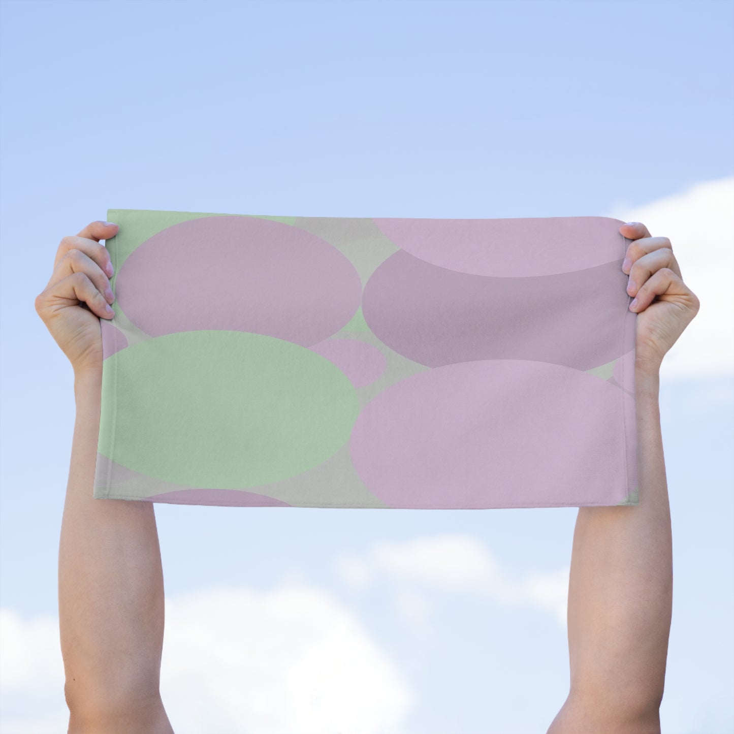 Pastel Lavender Purple and Soft Green Patches Rally Towel, 11" x 18"