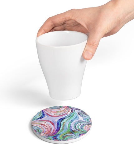 Uzi Spiral Pastels 4" x 4" Round Ceramic Coaster