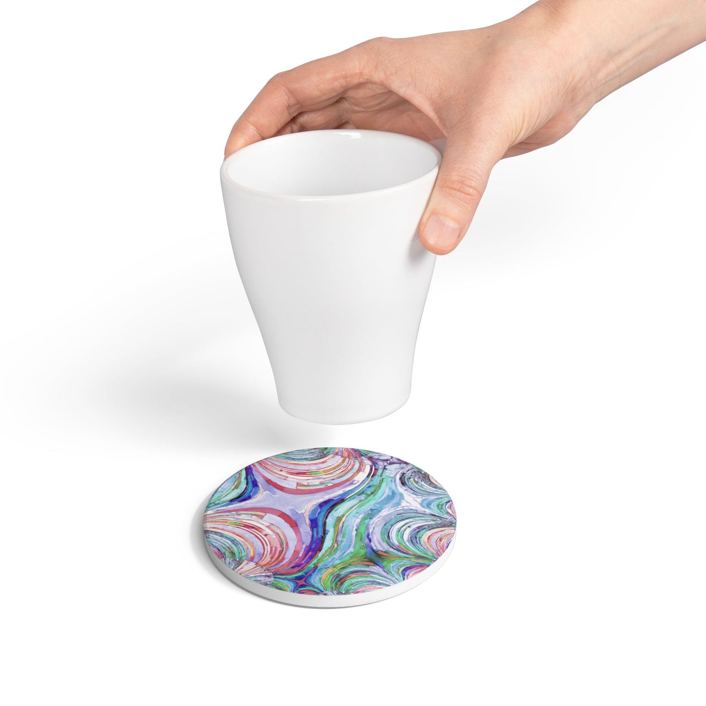 Uzi Spiral Pastels 4" x 4" Round Ceramic Coaster