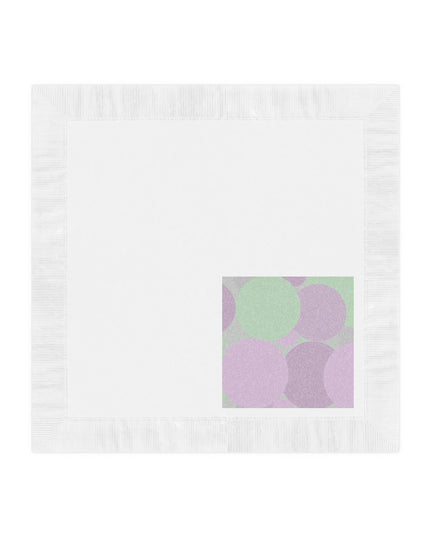 Pastel Lavender Purple and Soft Green Patches White Coined Napkins, 6.5" x 6.5"