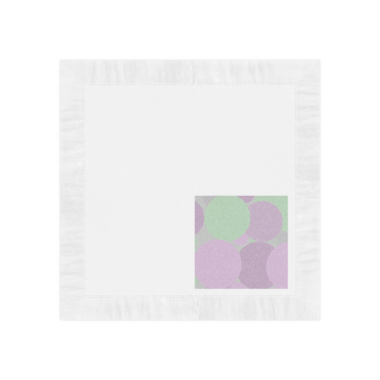 Pastel Lavender Purple and Soft Green Patches White Coined Napkins, 6.5" x 6.5"