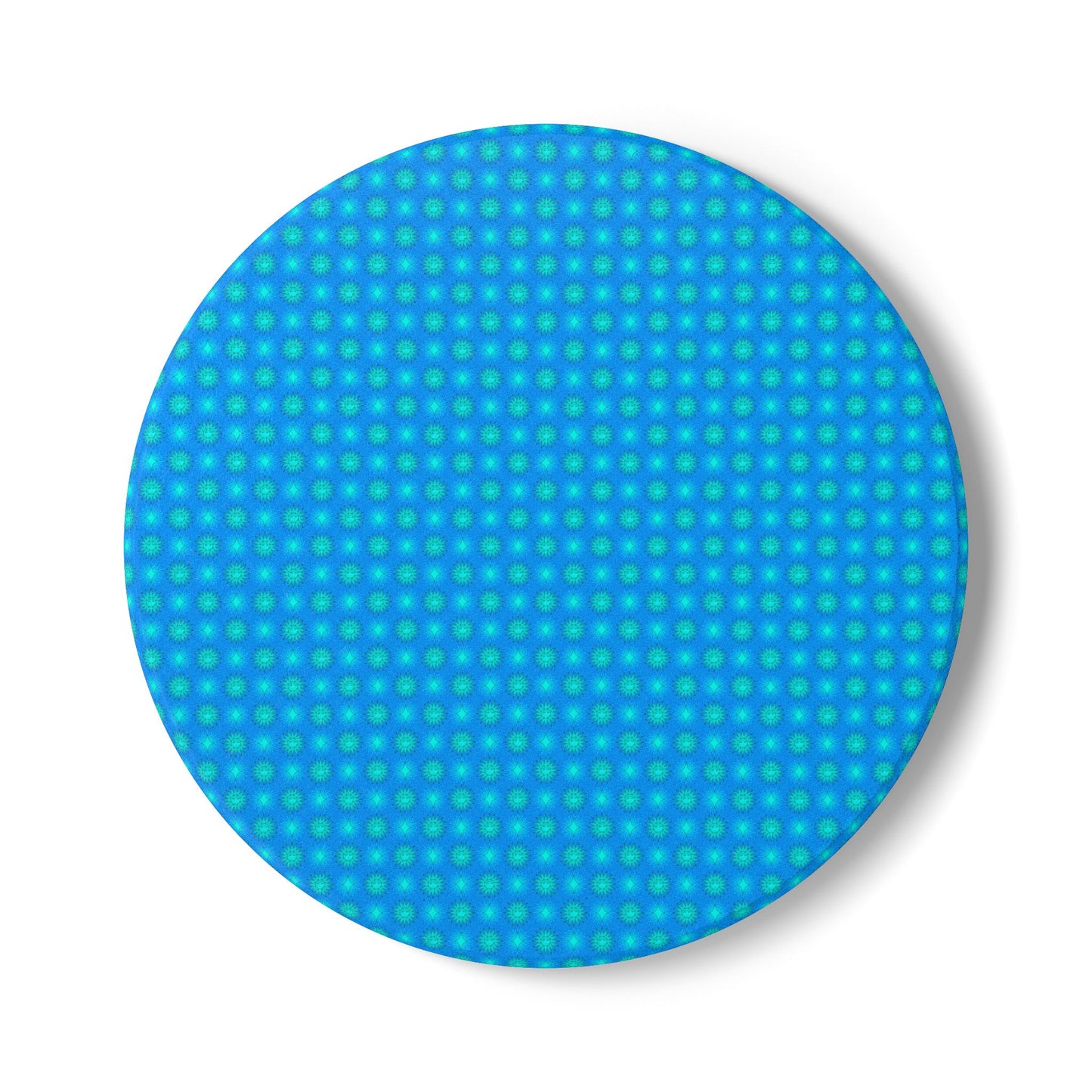 Blue Green Star-crossed Bodies Round Ceramic Coaster, 4" x 4"