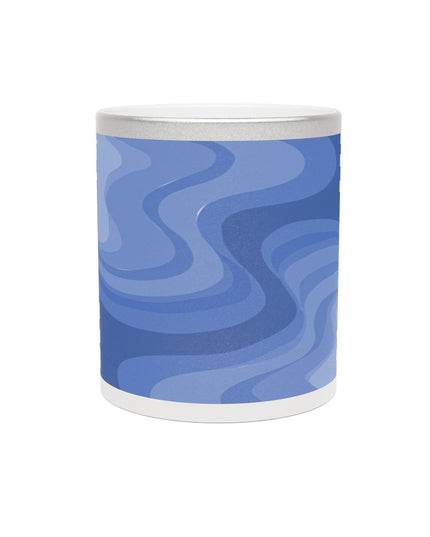 Deep Blue Wavey 11 oz Metallic Mug (Silver\Gold)