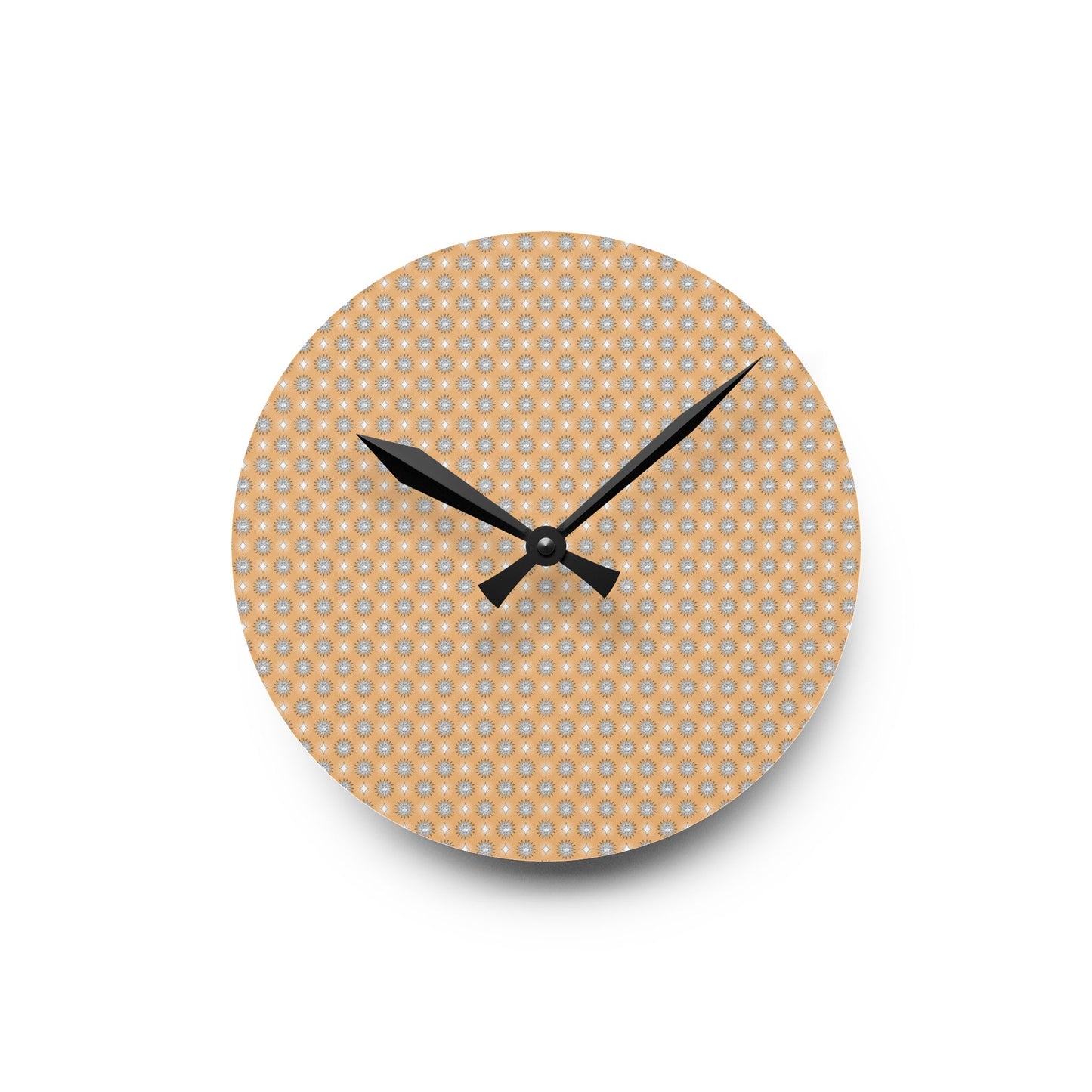 Tan Sunset Star-crossed Bodies Acrylic Round Wall Clock, 8" x 8"